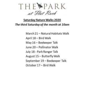 Saturday Nature Walk (all ages) @ The Park at Flat Rock 