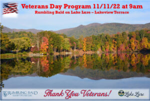 Lake Lure Veterans Day Program @ Lakeview Terrace at the Rumbling Bald Resort on Lake Lure