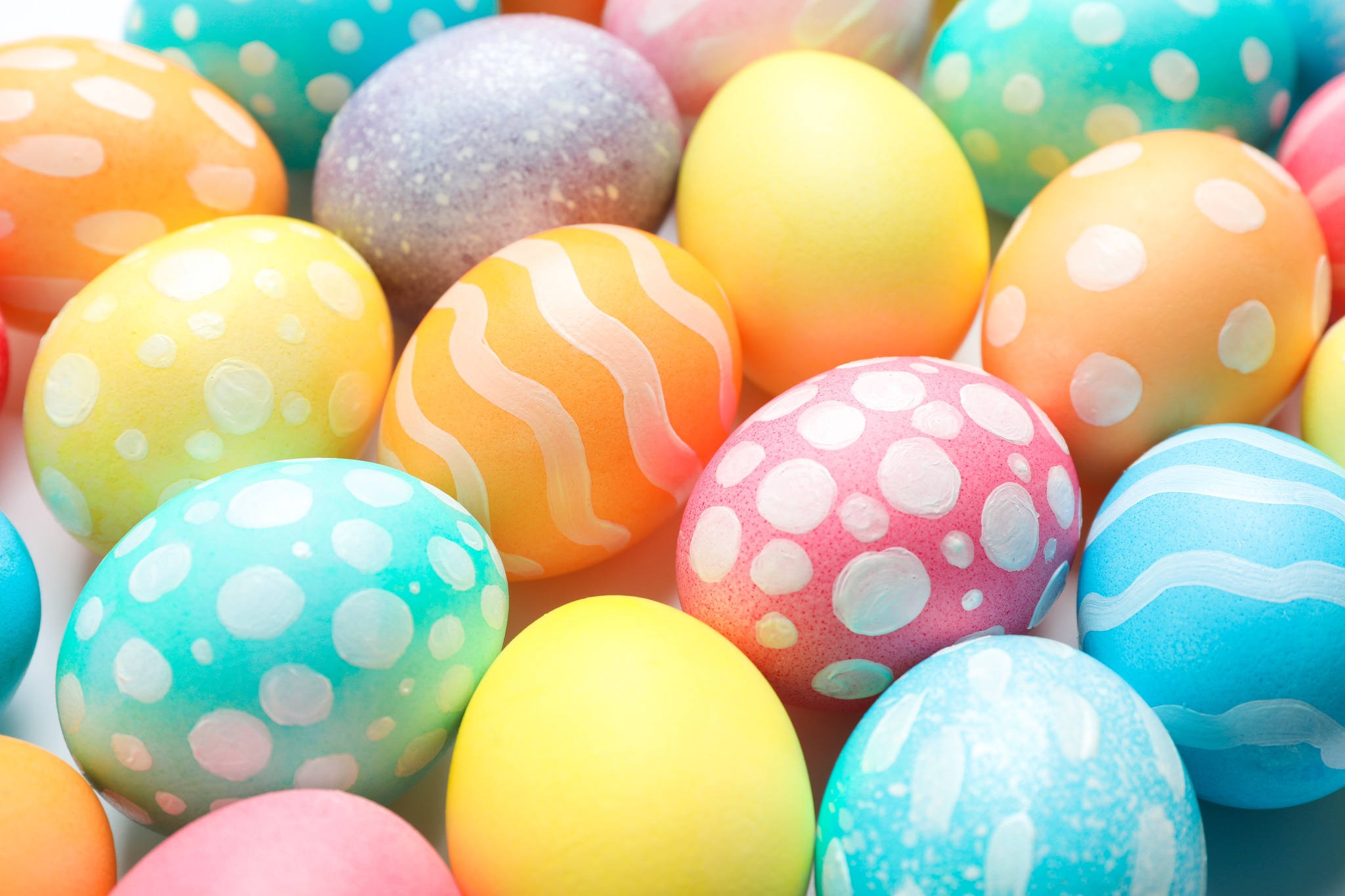 Decorative Easter eggs as background. Space for text