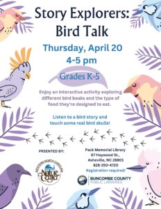 Story Explorers: Bird Talk (Grades K-5} @ Pack Memorial Library