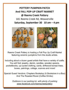 Pottery Pumpkin Patch and Fall Pop Up Craft Market @ Reems Creek Pottery