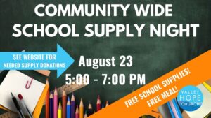 Community School Supply Night @ Valley Hope Church