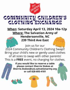 Community Children's Clothing Exchange @ The Salvation Army of Hendersonville