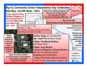 BARNARDSVILLE: Independence Day at Big Ivy @ Big Ivy Community Center