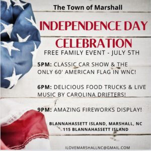 MARSHALL: Independence Day Celebration @ Blannahassett Island, Marshall NC